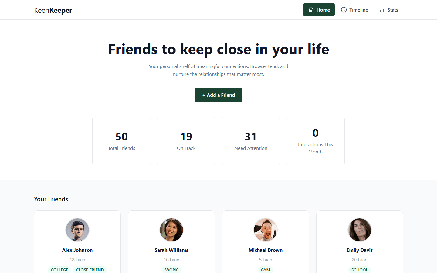 Screenshot of the Social Media Management demo website