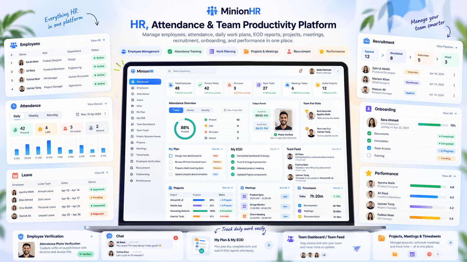 MinionHR dashboard