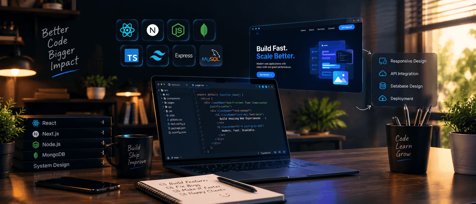 Full stack web development with React, Next.js and Node.js