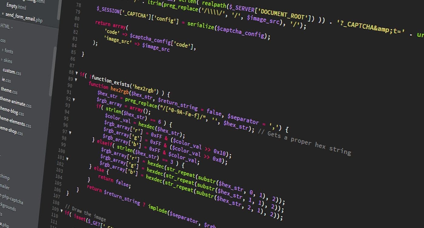 Code on a dark editor screen