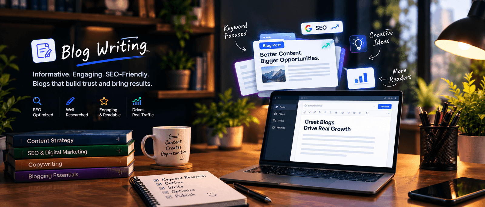 Blog writing service: SEO-friendly, well-researched blog posts